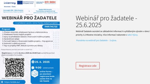 3. Výzva pro žadatele do FMP z programu Interreg 2021+ Slovensko -Česko